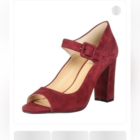 Vince Camuto | Red Velvet Block Heeled Shoes - Picture 1 of 13